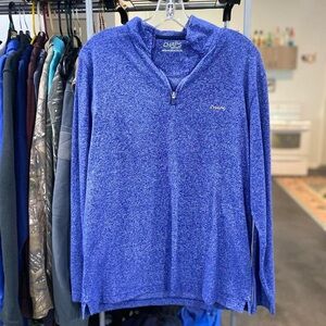 Chaps Heather Blue Zip-Up Sweater